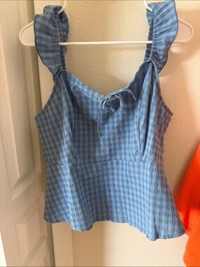 Market & Spruce Light Blue Ruffled Strap Peplum Camisole